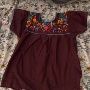 Authentic hand made hand Embroidered Maroon Tunic Top